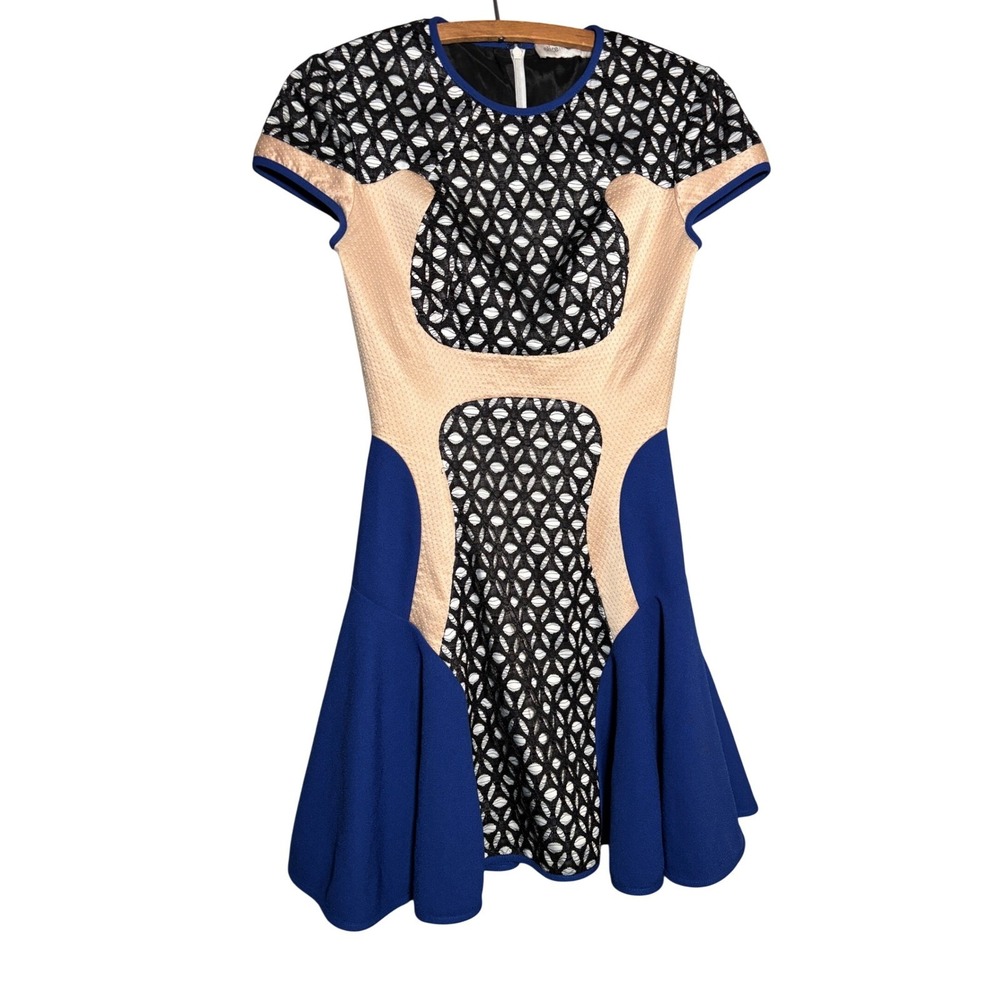 Alice McCall Womens Colorblock Eyelet Lace Mini Dress Party 2 Cocktail Flirty